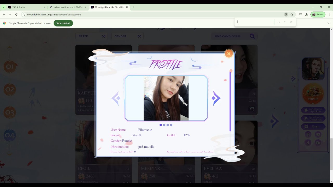 BAPERIN ARTIS CEWEK EVENT BEUTY MOONLIGHT BLADE MOBILE.❤❤😍