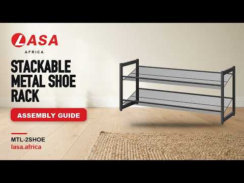 2-Tier Stackable Metal Shoe Rack, Adjustable, Black – Assembly