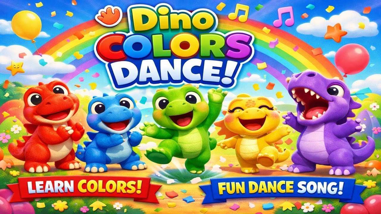 Dino Colors Dance 🦖🌈 | Learn Colors with Dancing Dinosaurs | Kids Songs & Nursery Rhymes
