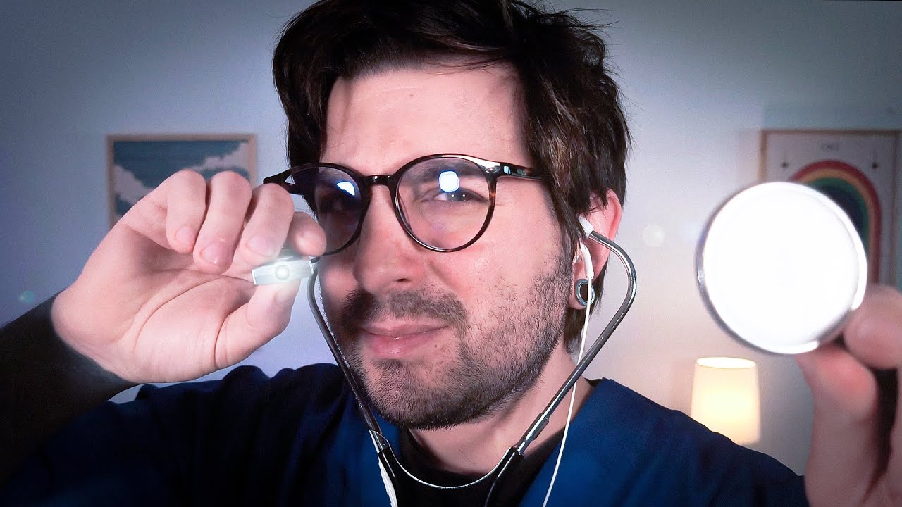 ASMR Examen de Nervios Craneales - Ojos, Oídos, Olfato, Tacto