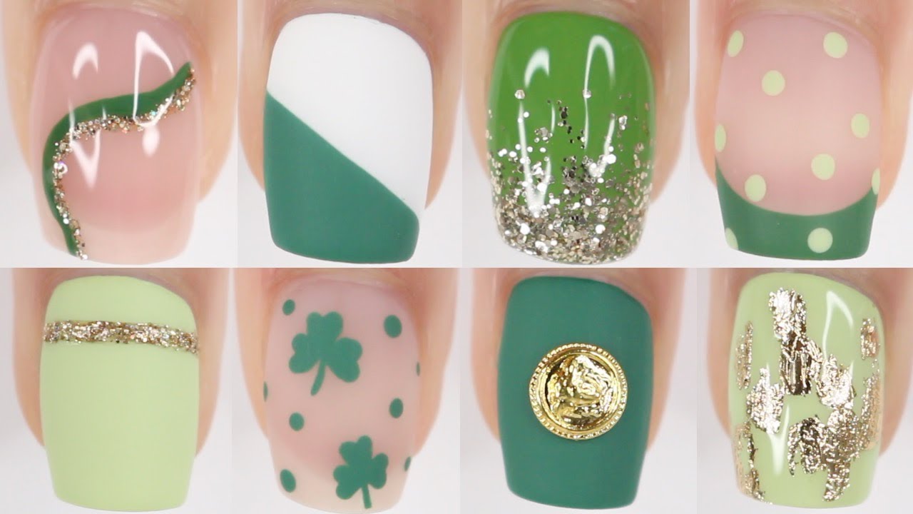 Mừng lễ St. Patrick\'s Day với những kiểu nail art xanh lá cây đầy ý nghĩa. Năm nay, hãy thử những thiết kế móng tay hoa văn đậm chất St. Patrick\'s hay sử dụng những bông hoa cỏ xanh đầy sức sống để hoàn thiện bộ móng tay của bạn.