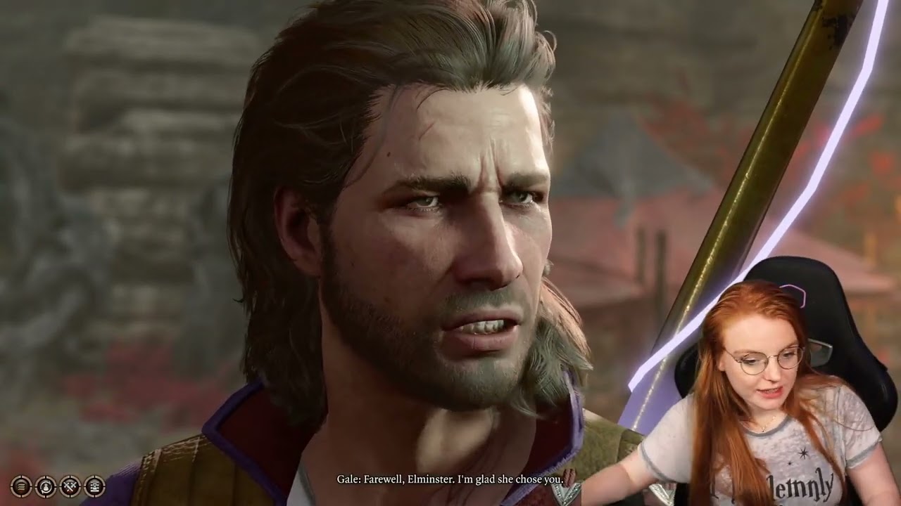 Gale and the wizard Elminister Aumar in Baldur's Gate 3.. Tragic Gale will he do it?