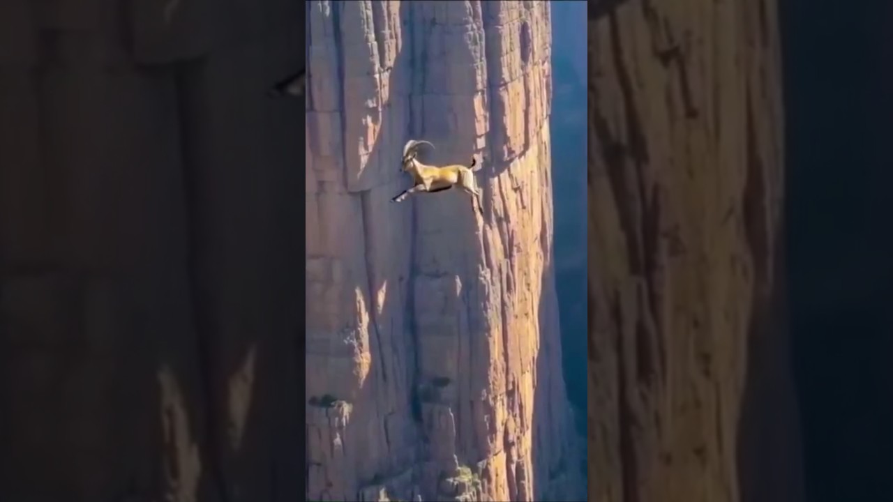 Mountain goat leaps across massive canyon without hesitation 😨