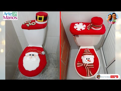 ?☃️Cómo Hacer JUEGOS DE BAÑO NAVIDEÑOS, Santa Claus y Muñeco de Nieve ☃️?