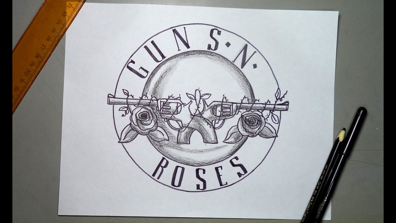 Cómo dibujar el escudo oficial de Guns N'Roses paso a paso - YouTube