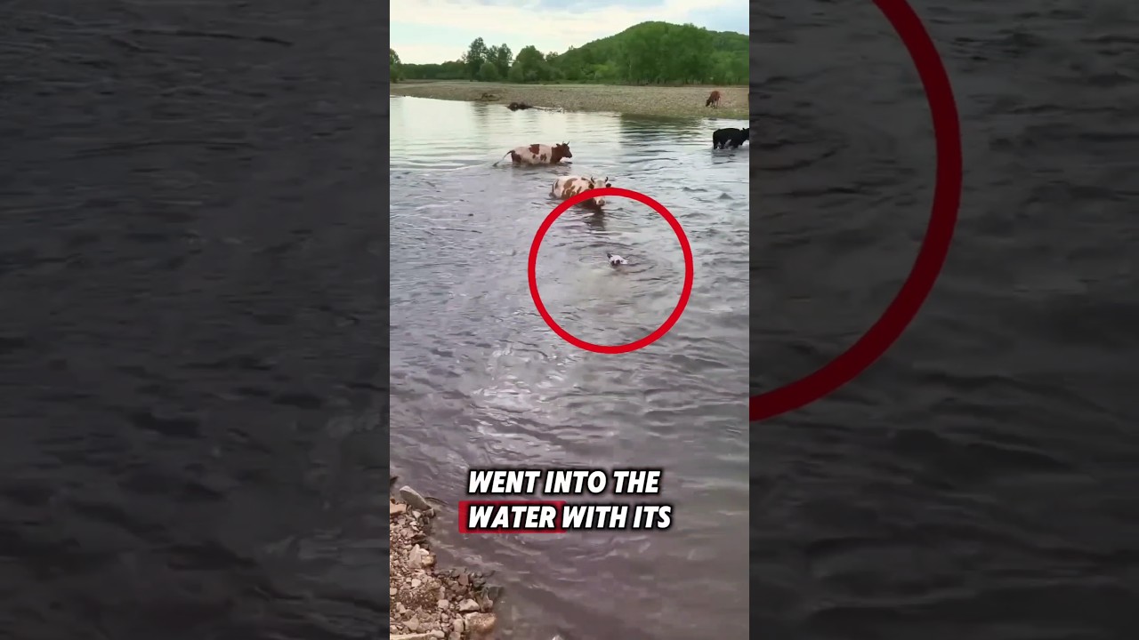 This Brave Calf Followed Its Mom to Safety ❤️ 