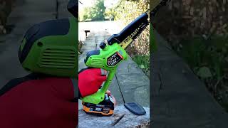 How Powerful is a Mini Cordless Chainsaw? (Speed Test!) #shorts #tools #diy