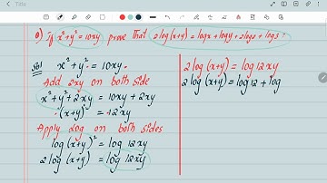 If x²+y²=10xy , prove that 2log(x+y) = log x + log y + 2log2 + log 3