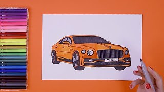 How to draw Bentley Flying Spur car