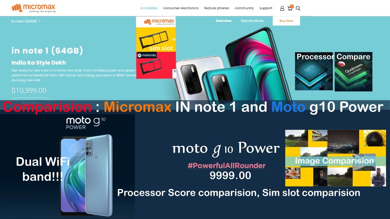 Compare Micromax IN note 1 and Moto G10 Power | Quad camera, Processor, Price battle| Digital Hope