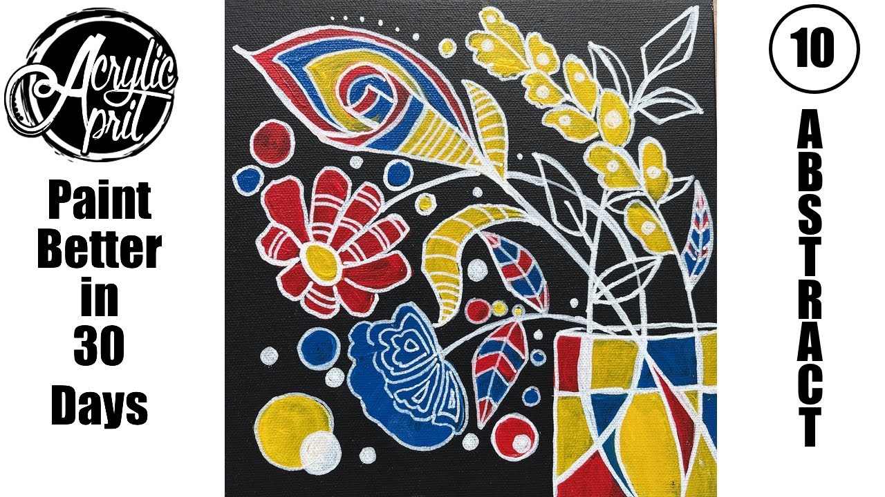 Acrylic April Day 10 : Mondrian Meets Flowers: Creating Easy Geometric Abstract Art in Acrylic