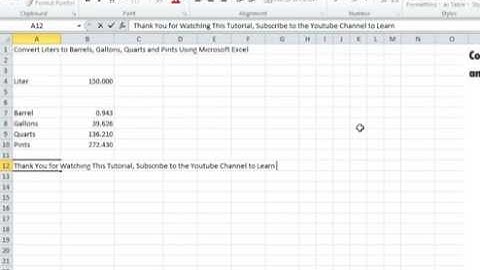 00023 - How To Convert Liters To Barrels - Gallons - Quarts And Pints Using Microsoft Excel