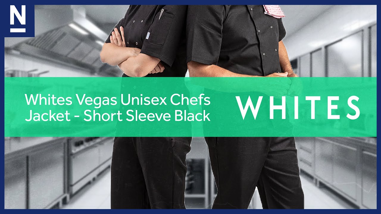 Whites Vegas Unisex Chef Jacket Short Sleeve Black