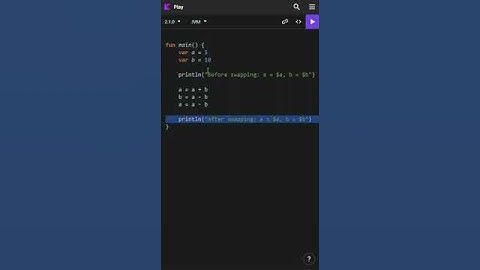 Swap Two Numbers Kotlin || Program