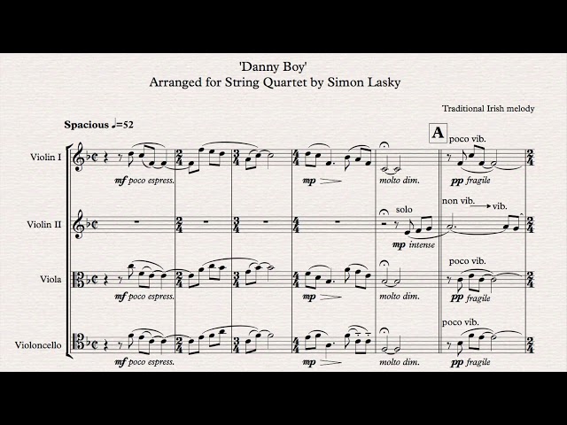 'Danny Boy' arranged for string quartet by Simon Lasky