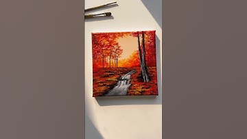Autumn River Flow Painting 🍂🍁 #acrylic #autumn #paintingideas