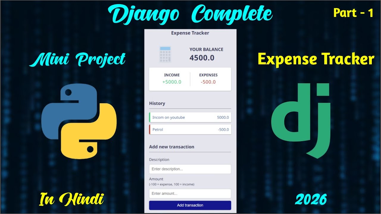 Expense Tracker Project in Django with UI | Django Micro projects | Part 1 | 2026