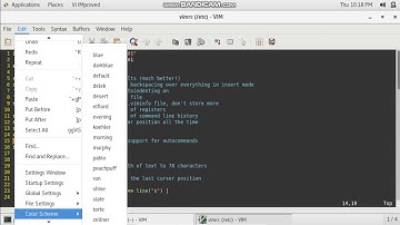 color scheme and set numbers permanently in vim editor