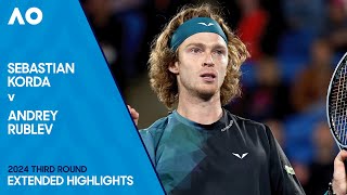 Sebastian Korda v Andrey Rublev Extended Highlights | Australian Open 2024 Third Round