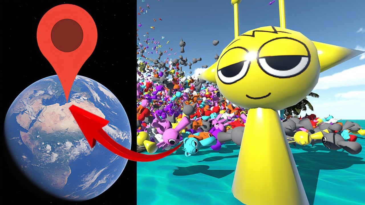 Incredibox Sprunki 100,000 TIMES on Google Earth!-[SWIMMING EDITION]