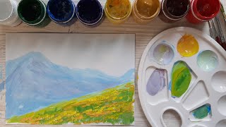 Малюємо пейзаж за 5 хвилин/How to paint mountains using gouache