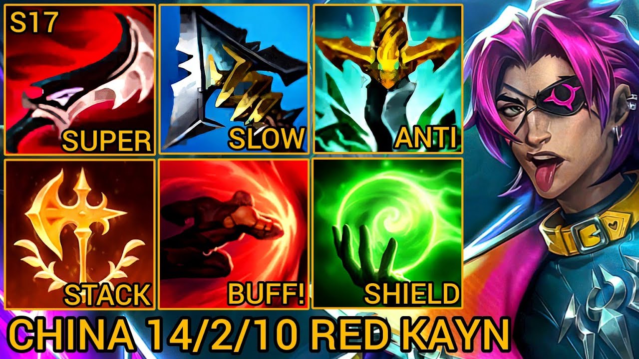 MVP Red Kayn 14/2/10 Jungle - China Server Wild Rift Best High Tier New Build Season 17