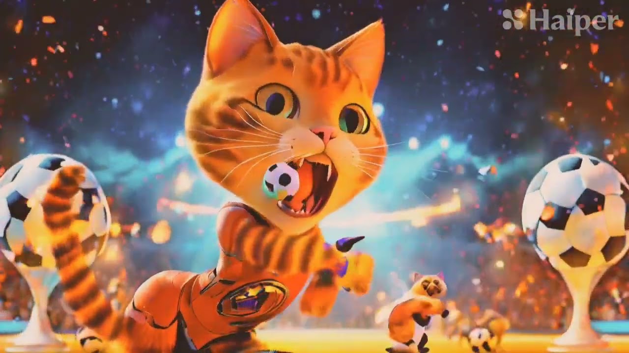 cat playing football(@cat animtion vedio