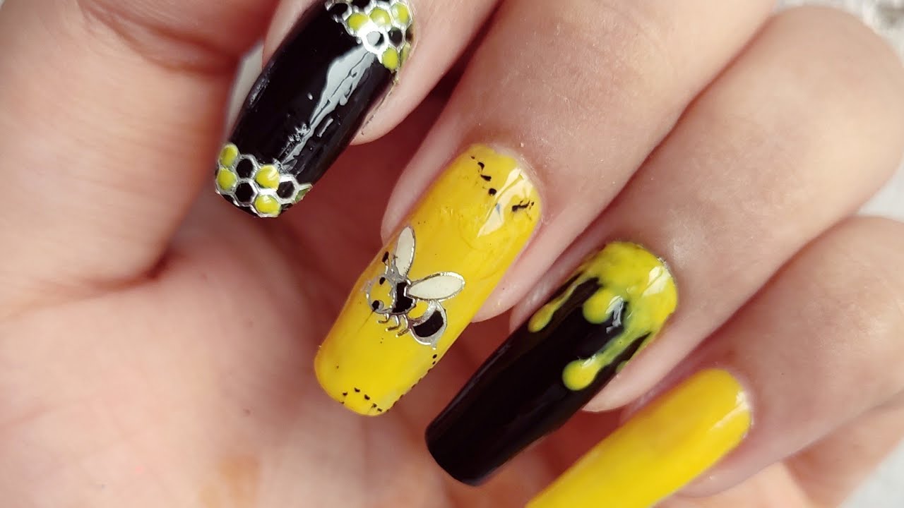 Cute Honey Bee Summer Nail Art Design #Nails # Nailart - Youtube