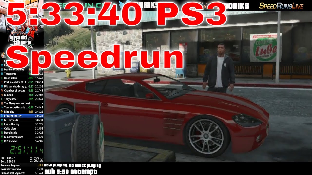 PS3本体 、GTA5、GTA4、湾岸ミッドナイト、ニードスピード、グランツ5 GTA 5 SPEEDRUN Any% on PlayStation 3 in 5:33:40 | Former World