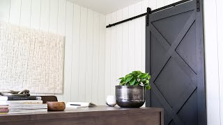 DIY Home Office Makeover // Custom Barn Door, Vertical Shiplap Walls & New Desk!