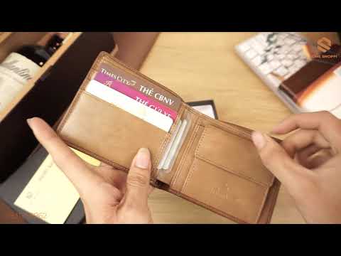 Ví Nam Hàng Hiệu Da Bò Nâu Vàng, Bóp Nam Dáng Ngang – OSP0245