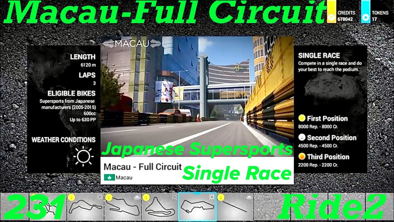 Ride2: PS4 Macau-Full Circuit - Single Race - Street Icons Rookie Japanese Supersports Up To 630PP