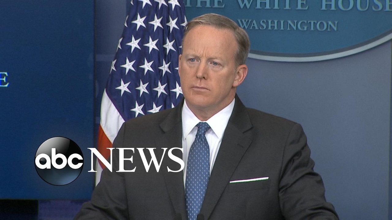 White House press secretary Sean Spicer takes questions after briefing