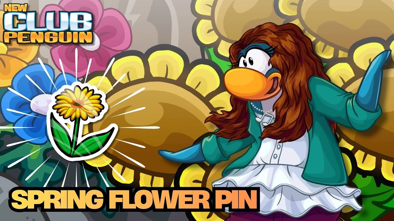 Spring Flower Penguin 🌸 SPRING FLOWER PIN LOCATION | New Club Penguin - YouTube