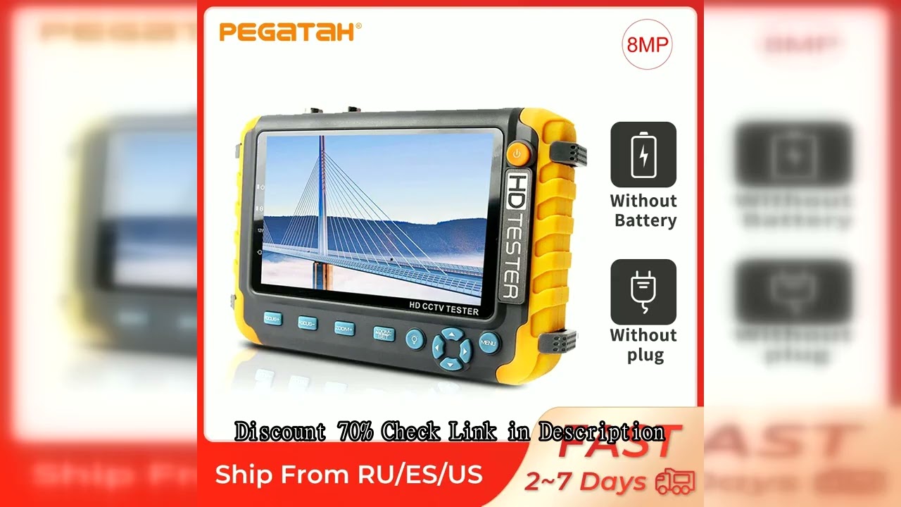 PEGATAH 8MP 4 In 1 CCTV Tester 5 inch Camera Monitor 4K AHD/CVI/TVI CVBS Analog Camera Tester with H