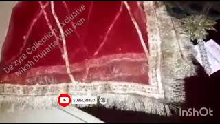 Reddish Maroon N Copper Gold Gota On Soft Net Duppatta screenshot 5