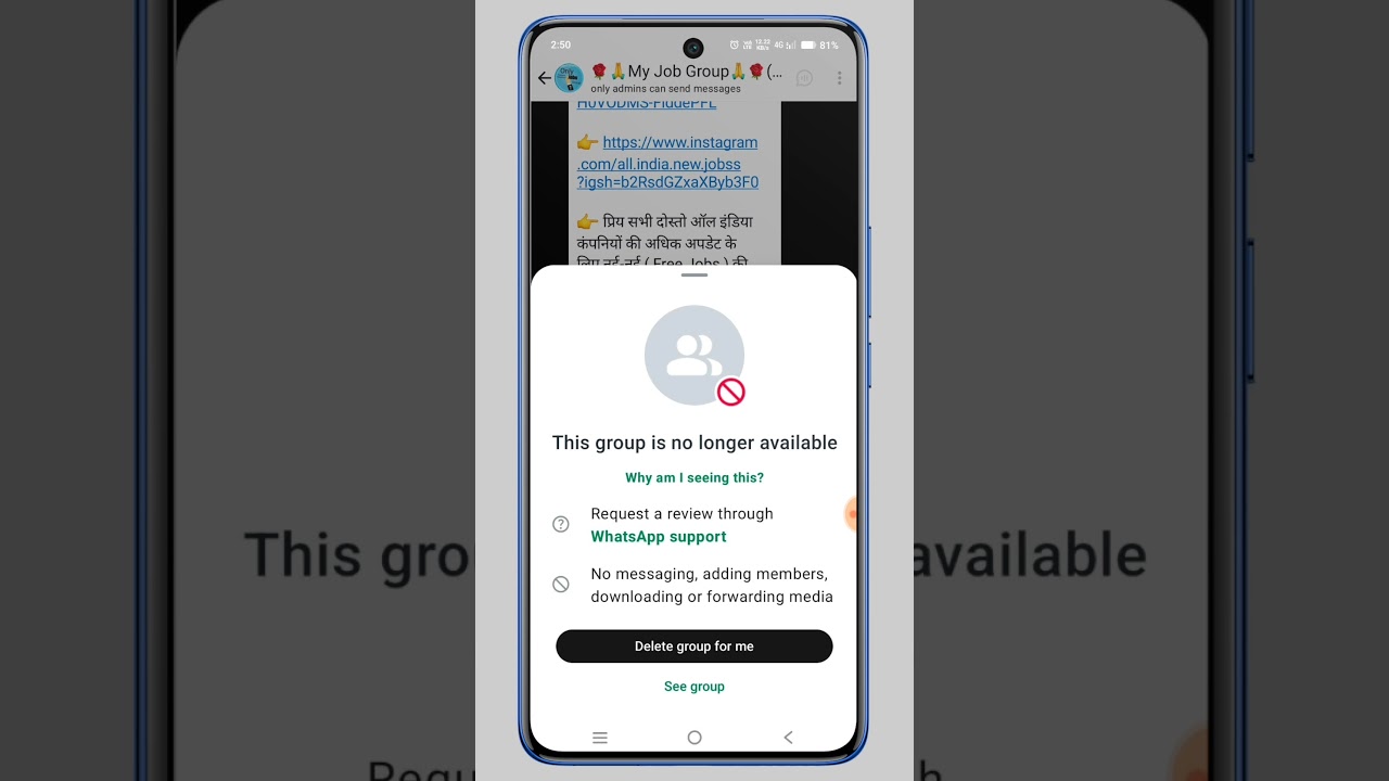 this group is no longer available 2025 | Delete group for me  