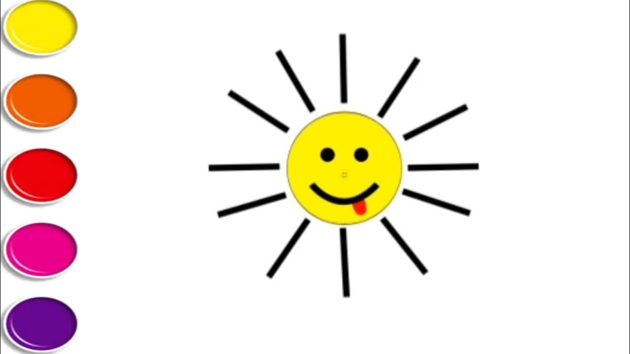 Fun Smiling Sun Drawing for Kids | Draw and Colour a Cute Sun | Easy Sun Drawing