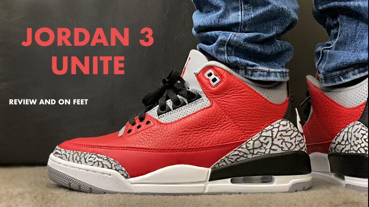 Jordan 3 Unite Fire Red Review and On Feet - YouTube