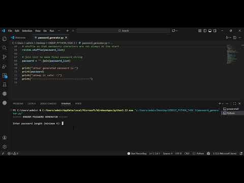 OIBSIP Python Task 3 - Random Password Generator | Oasis Infobyte Internship | Python project