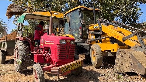 New Jcb 3dx Backhoe Loader Machine Loading Red Mud In Mahindra 275 DI Tractors | Jcb and Tractor