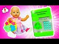 Baby born doll bakes toy food for toys. Pretend to play cooking &amp; toy kitchen. Funny videos for kids