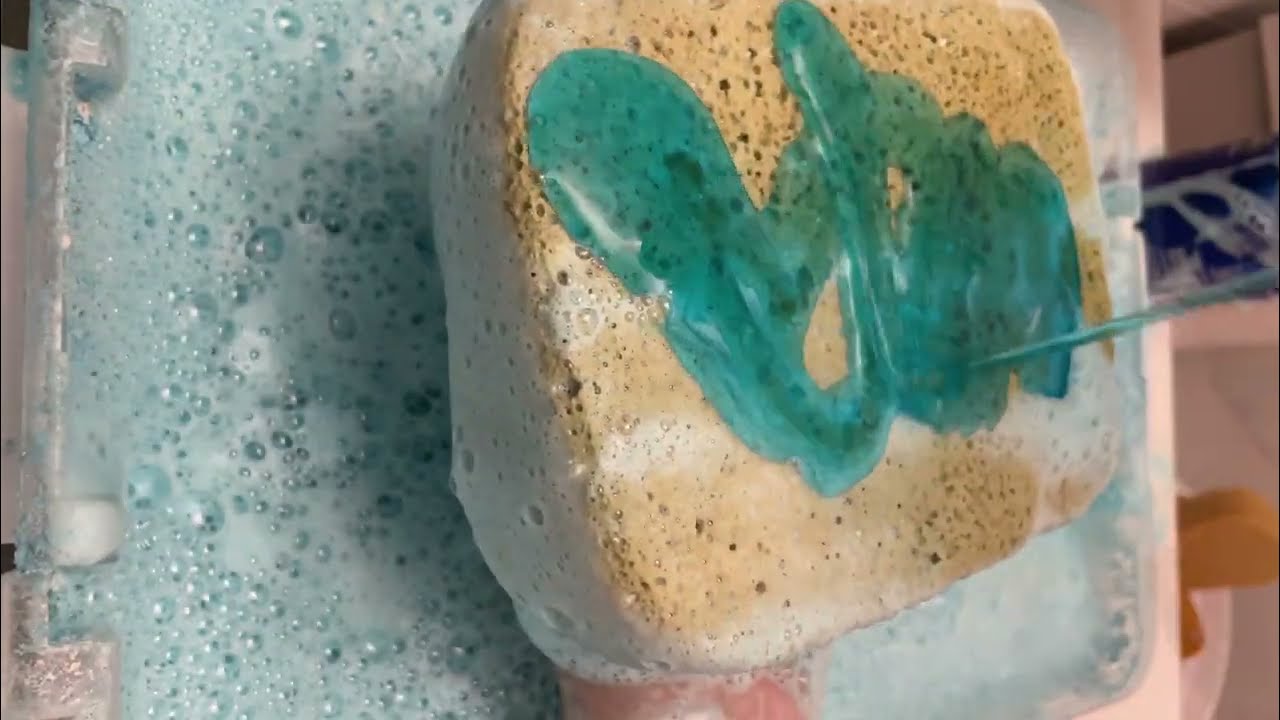 ASMR-AJAX POWDER & AJAX DISHSOAP sponge squeezing 