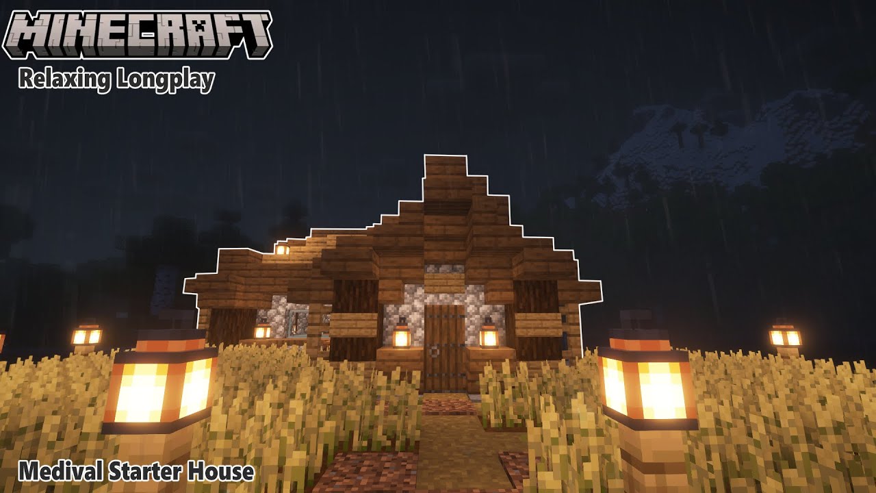 Minecraft longplay no commentary - Rainy Medival Starter House [1.21]