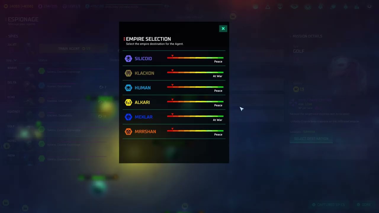 MASTER OF ORION. SAKKRA VS HUMAN. I SEND A SPY TO SPARK A REVOLT.