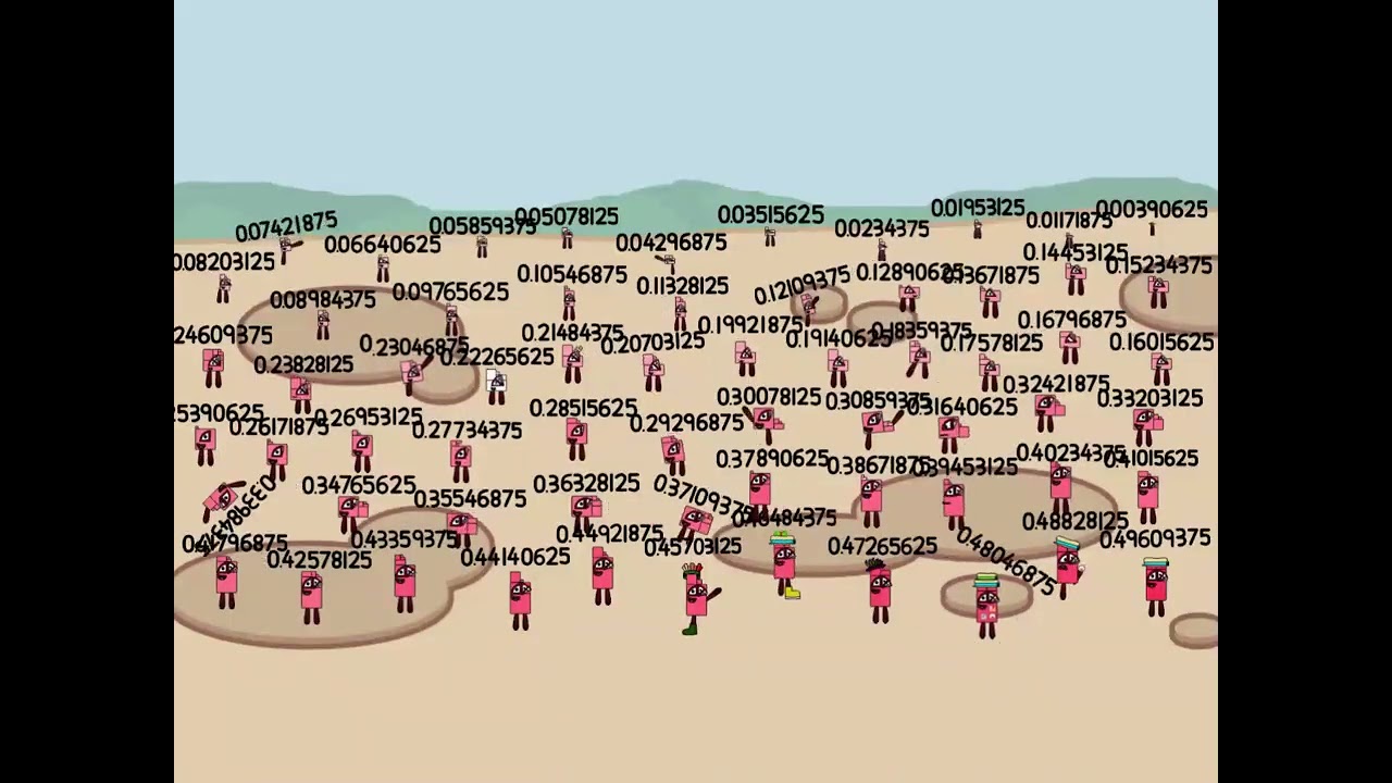 Numberblocks Band 256ths 0.00390625 - 0.49609375