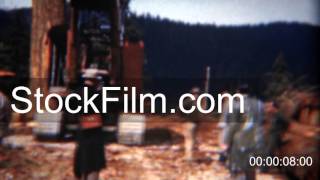1949: Management visits logging operation of 1000 year old growth trees. DEL MAR, CALIFORNIA