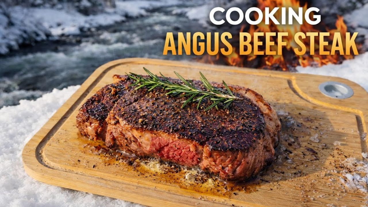 ASMR Outdoor Cooking: Perfect Angus Beef Steak by the River