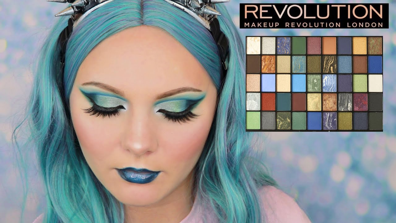 MAKEUP REVOLUTION EARTH PALETTE | СВОТЧИ И МАКИЯЖ | ГОЛУБОЙ МАКИЯЖ | СТИМПАНК | MAKEUP TUTORIAL