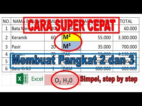 Cara Cepat Membuat Pangkat Dua dan Pangkat Tiga atau Meter Persegi dan Meter Kubik di Ms. Excel